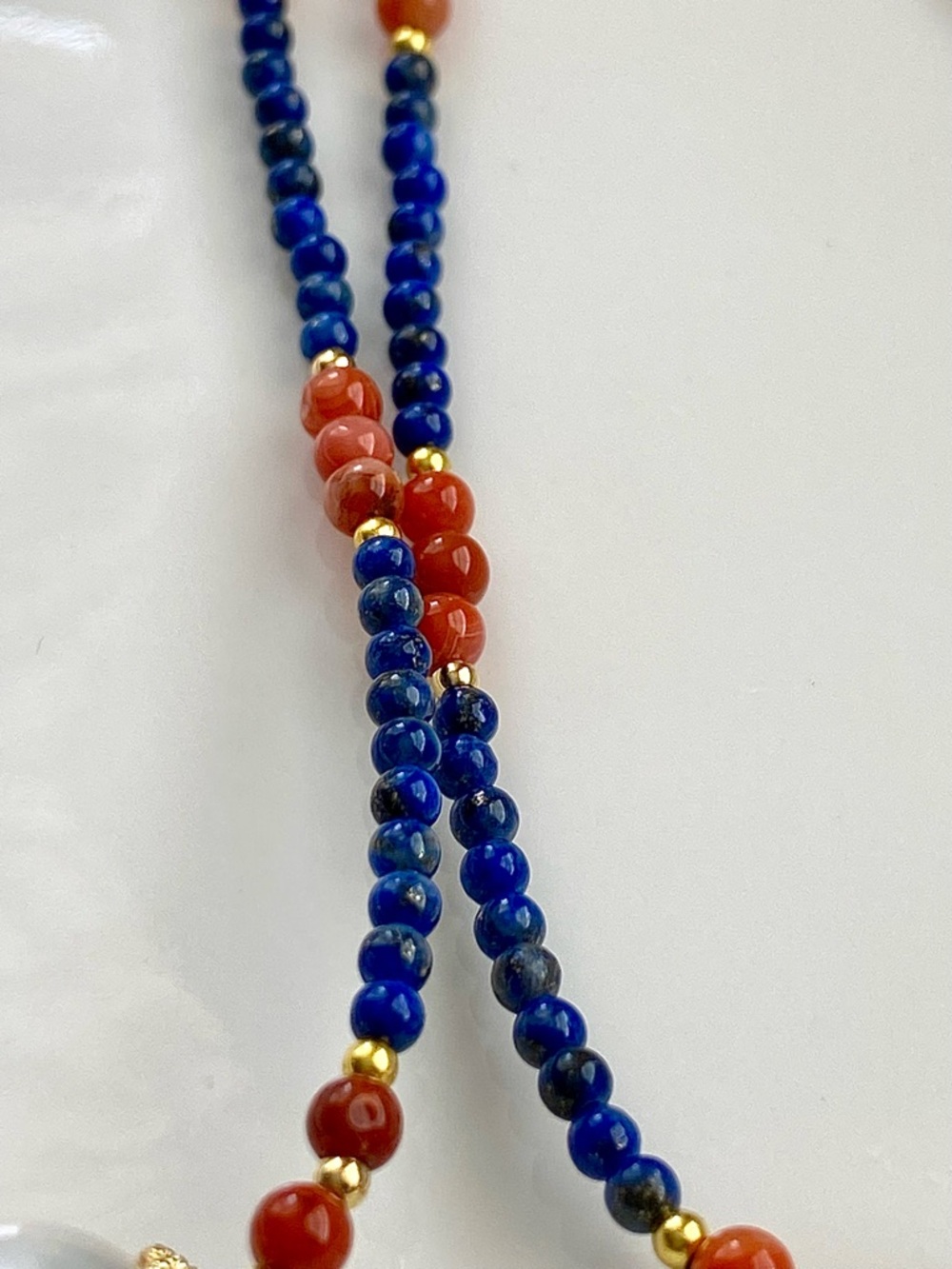 GP59-Lapis Lazuli, Red Agate And Edison Pearl Necklace - Picture 8 of 15